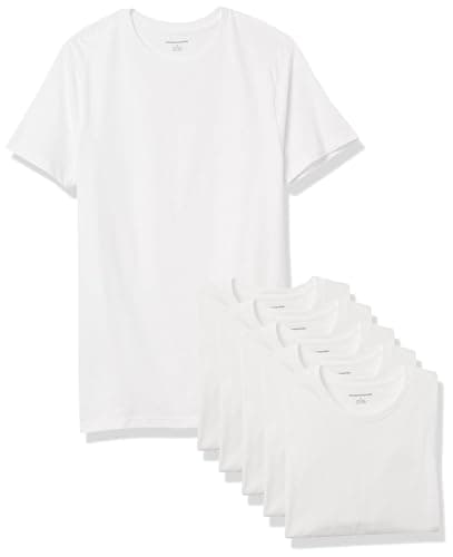 Amazon Essentials Camisetas Interiores de Algodón, de Cuello Redondo y Corte Ajustado Hombre, Paquete de 6, Blanco Manga Corta, XXL