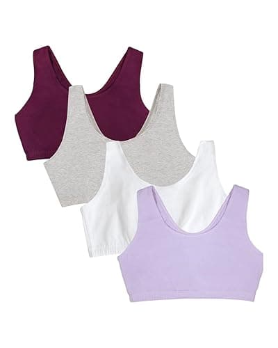Fruit of The Loom Soutien-Gorge de Sport Bretelles Spaghetti en Coton pour Femme, Violet/Blanc/Lilas/Gris, 85