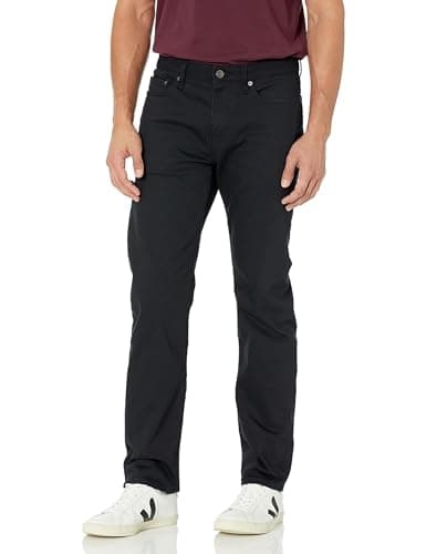 Amazon Essentials Pantalón Vaquero Elástico de Ajuste Recto - colores interrumpidos Hombre, Negro, 38W / 28L