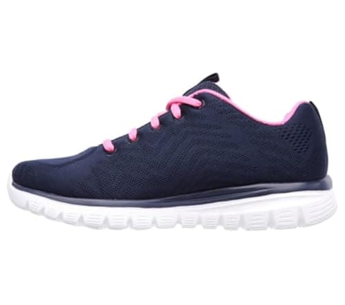 Skechers Graceful Get Connected Regular, Zapatillas Mujer, Navy Mesh Pink Trim, 40 EU