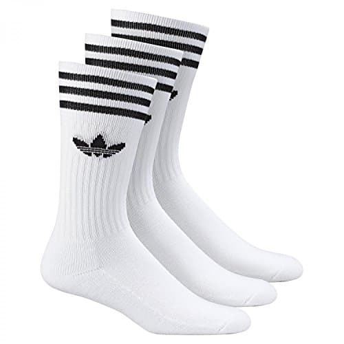 Adidas Solid Crew 3 Pezzi Calze, Uomo, Bianco (White/Black), 43-46