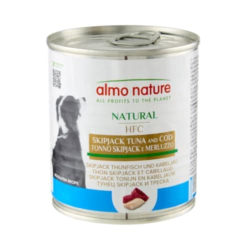 Almo Nature HFC Natural - Nassnahrung für Hunde mit Skip Jack Thunfisch + Kabeljau ursprünglich Lebensmittelqualität und Werden jetzt für Hundenahrung erwendet.