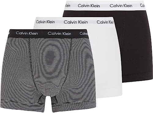 Calvin Klein Uomo Pantaloncini Boxer Confezione da 3 Intimo, Multicolore (White/B&W Stripe/Black), M